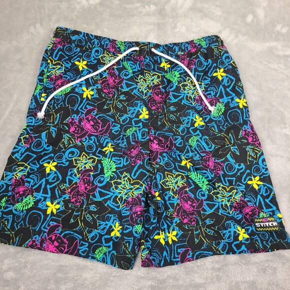 Disney Lilo Stitch‎ Shorts Mens Size Large Blue Allover Colorful Animation - Picture 1 of 10